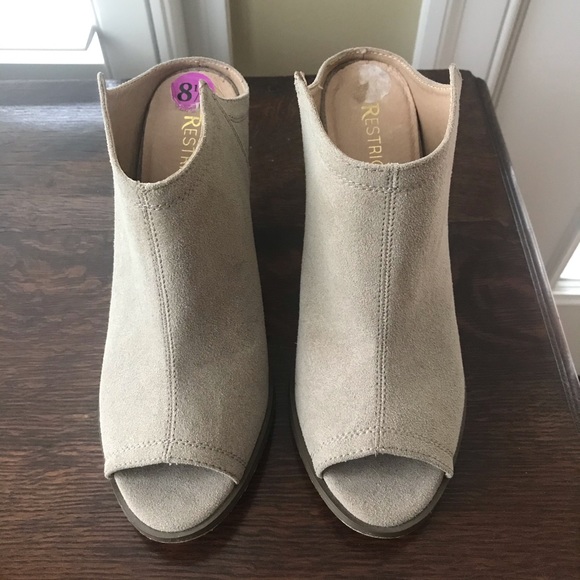 Restricted Suede Peep Toe Mule Booties - Size 8.5 - Picture 3 of 6